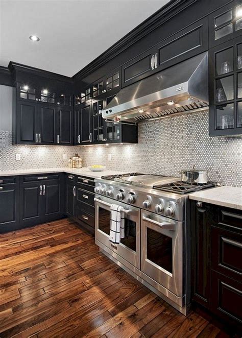 dark black kitchen cabinets